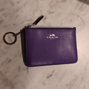 Coach Purple Leather Keychain Mini Wallet